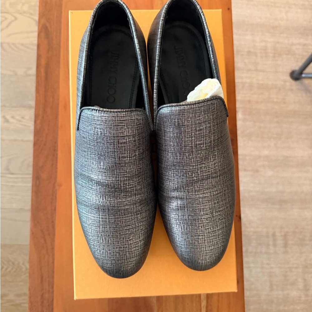 Jimmy Choo Men's Gray Textured Slip-On Loafers